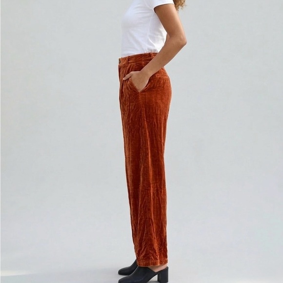NWT Entro Velvet Wide-Leg Pants in Pumpkin Spice Size Medium - Picture 3 of 5